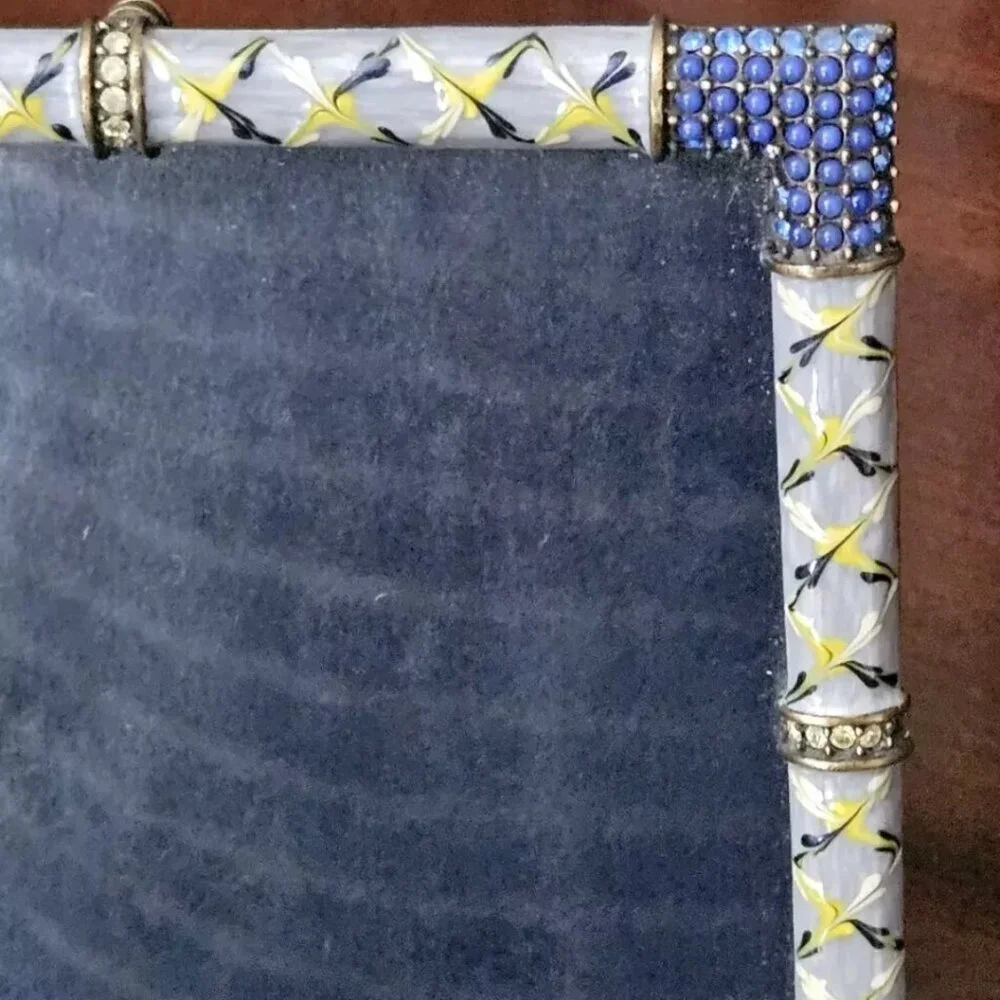 RARE JAY STRONGWATER ARGYLE PLAID BLUE DARJEELING PAVE CRYSTAL ENAMEL FRAME